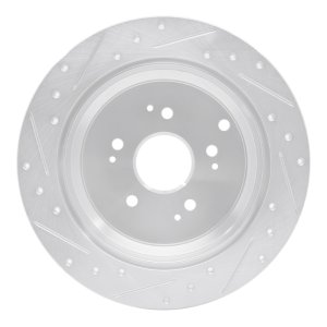 Honda Odyssey Brake Rotor (1) - Rear Right - R1 Concepts - Drilled & Slotted - Silver - `02-`04